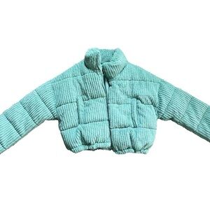 UO Blue Corduroy Puffer Jacket